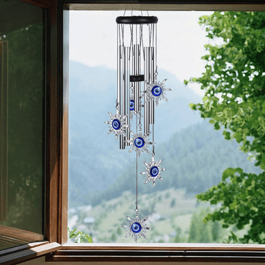 Blue Evil Eye Heart Wind Chime