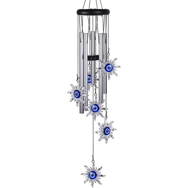 Blue Evil Eye Heart Wind Chime