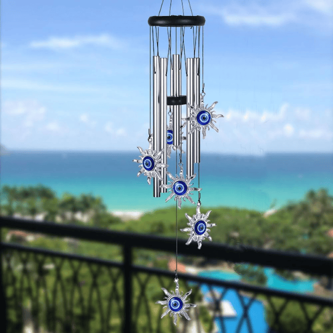 Blue Evil Eye Heart Wind Chime