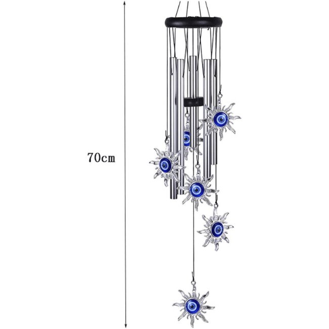 Blue Evil Eye Heart Wind Chime
