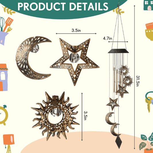 Sun Moon Star Outdoor Hanging Wind Chime