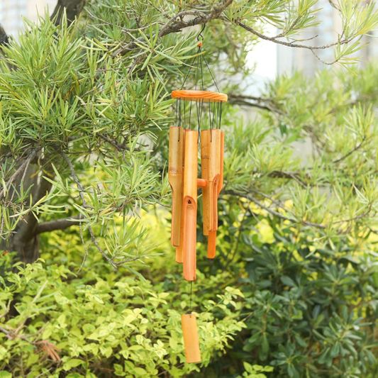 Bamboo Wind Chimes – Outdoor Wooden Wind Chime with Deep Natural Tone, Durable Garden Patio Home Decor