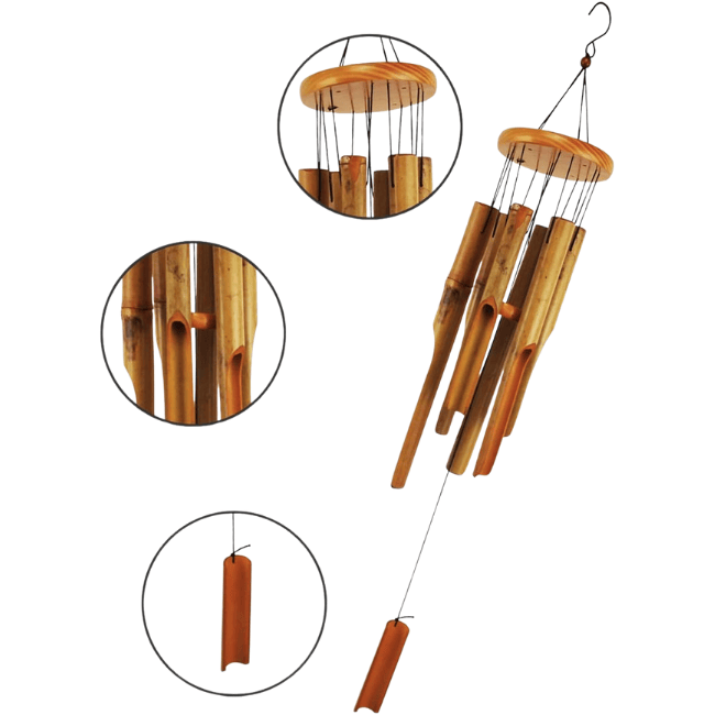 Bamboo Wind Chimes – Outdoor Wooden Wind Chime with Deep Natural Tone, Durable Garden Patio Home Decor
