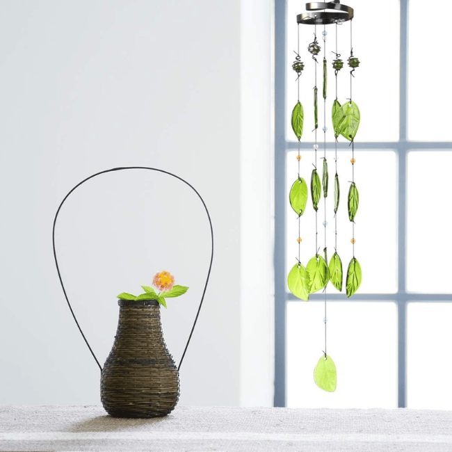 Handmade Green Glass Outdoor Wind Chime