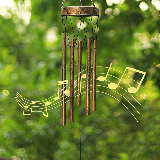 Solar Wind Chime with Glowing Crackle Glass Ball