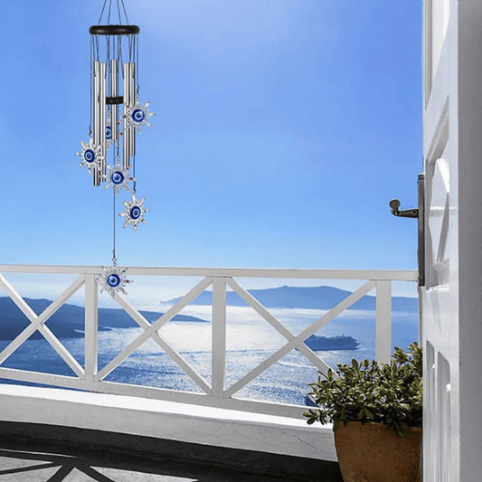 Blue Evil Eye Heart Wind Chime